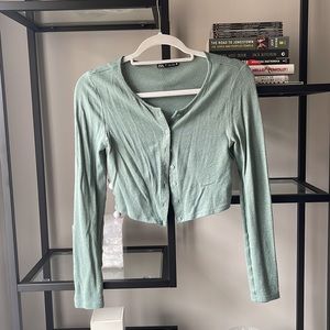 Zara Cropped sweater sage green